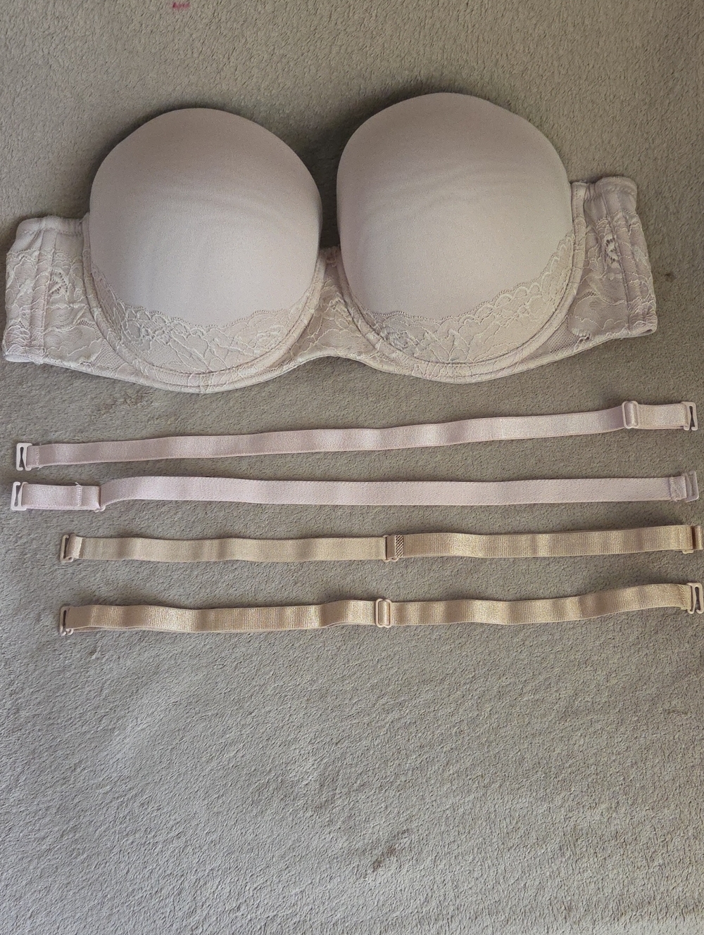 Torrid Curve 42C Strapless Lace Trim Convertible Bra - Blush